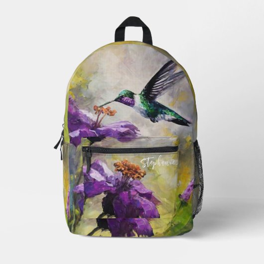 Sac À Dos Imprimé Sacoche d'école de colibri personnalisée, Nature (Recto)