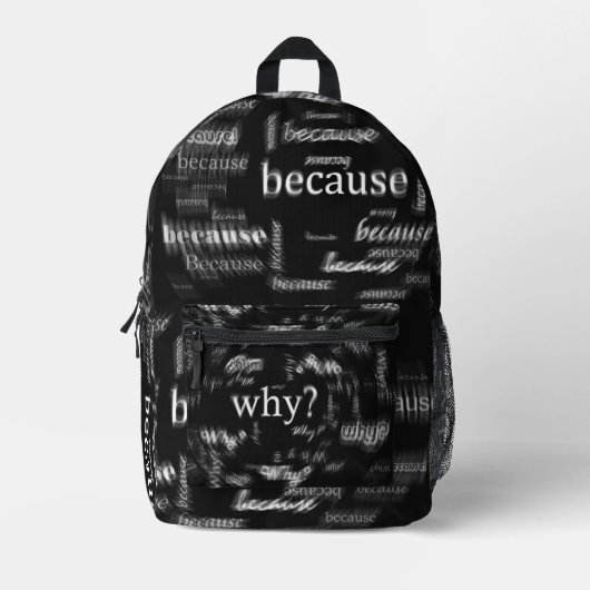 Sac À Dos Imprimé Sacré Pourquoi Parce que Texte Imprimé Noir Sac à  (Recto)