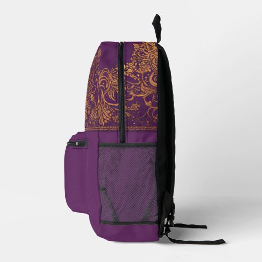 Sac À Dos Imprimé Sacs-Motif indien violet or (Droite)