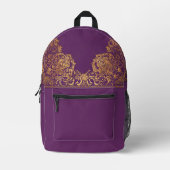 Sac À Dos Imprimé Sacs-Motif indien violet or (Recto)