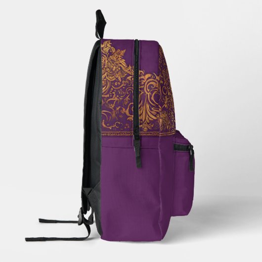 Sac À Dos Imprimé Sacs-Motif indien violet or (Gauche)