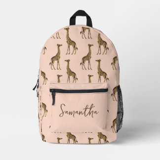 Sac À Dos Imprimé Safari de girafe rose et Brown