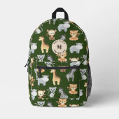 Sac À Dos Imprimé Safari tropical Bébé Animaux Monogramme (Recto)