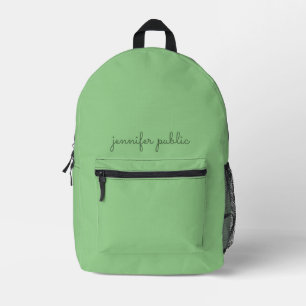 Sac À Dos Imprimé Sage Green Solid Color Elegant Nom manuscrit
