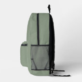 Sac À Dos Imprimé Sage vert et blanc | Monogramme moderne (Droite)