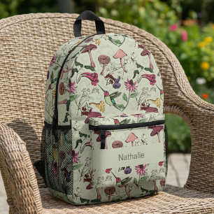Sac À Dos Imprimé Sage Vert Floral Colibri Nature