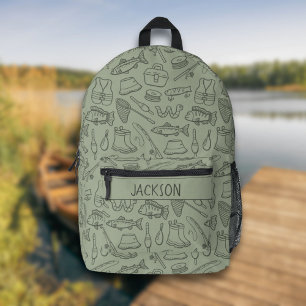 Sac À Dos Imprimé Sage Vert Garçon Pêche Randonnée Camping Enfants