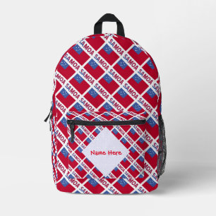 Sac À Dos Imprimé Samoa et Drapeau Samoan Carrelé Rouge Personnalisa