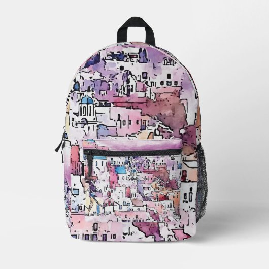 Sac À Dos Imprimé "Santorin". (Recto)