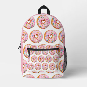 Sac À Dos Imprimé Saupoudrer de beignets roses avec coeur