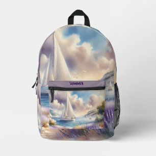 Sac À Dos Imprimé Scène aquarelle de voilier sur la Côte de Lavande