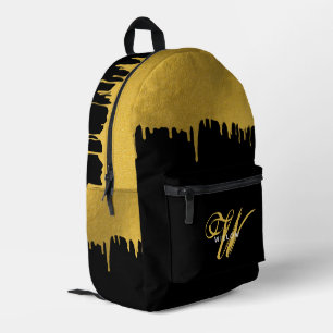 Sac À Dos Imprimé Script Vintage Black & Gold