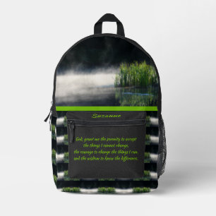 Sac À Dos Imprimé Serenity Prayer Cattails Dans Mist Inspiration
