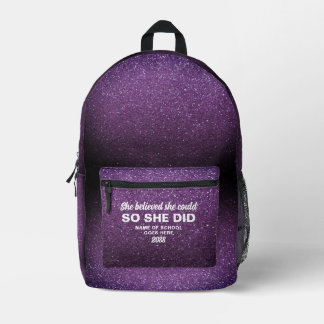 Sac À Dos Imprimé She Believed She Could Aubergine Glitter Sparkles