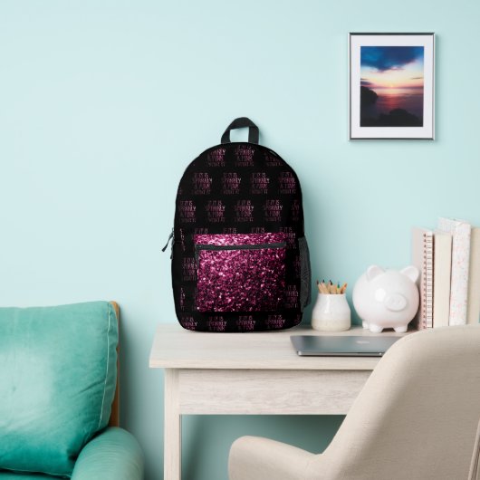 Sac À Dos Imprimé Si c'est Sparkly et Pink je le veux motif noir (Insitu)