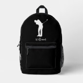 Sac À Dos Imprimé Simple Golfer Silhouette Script Monogramme (Recto)