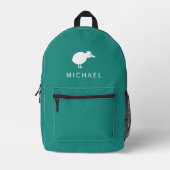 Sac À Dos Imprimé Simple Kiwi Bird Silhouette Monogramme personnalis (Recto)