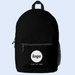 Sac À Dos Imprimé Simple Logo Texte promotionnel Business Black<br><div class="desc">Ajoutez votre propre logo et le choix du texte à cette conception. Supprimez le texte si vous préférez. Minimaliste et professionnel. Idéal pour un produit promotionnel pour vos clients et clients. Pour les autres versions,  consultez la collection.</div>