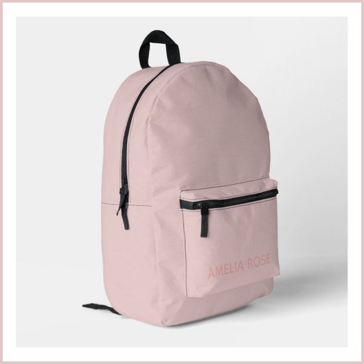 Sac À Dos Imprimé Simple Quartz Rose Nom sur Rose Pâle