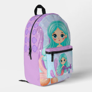 Sac À Dos Imprimé Sirène pastel lavande personnalisée
