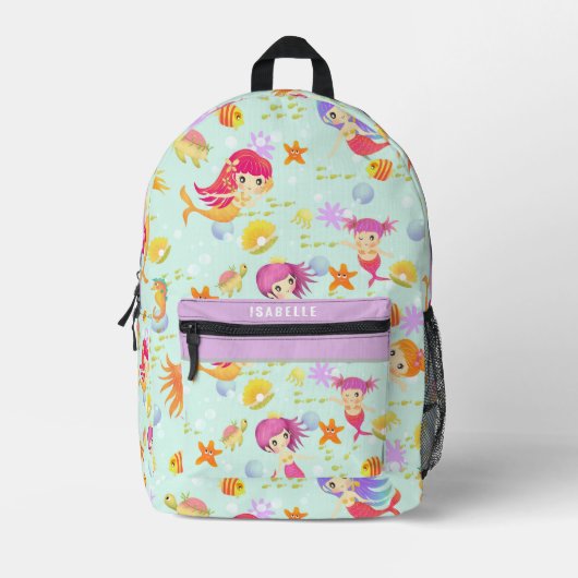Sac À Dos Imprimé Sirènes Bleu (Recto)