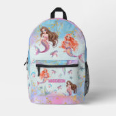 Sac À Dos Imprimé Sirènes Paillettes Rose Violet Ajouter Nom (Recto)