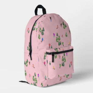Sac À Dos Imprimé Skieurs roses d'hiver Ski