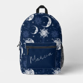 Sac À Dos Imprimé Soleil céleste, Lune et étoiles Personnalisé (Recto)