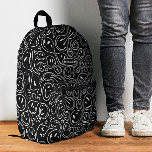 Sac À Dos Imprimé Sourire élégant joyeux visage souriant noir blanc