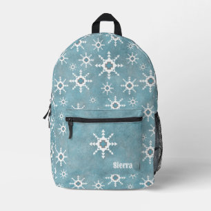 Sac À Dos Imprimé Southwest Winter Blue White Snowflake Personnalisé