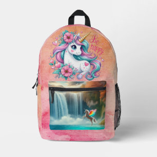 Sac À Dos Imprimé Soyez heureux Cute Unicorn Rainbow Magical Imagina