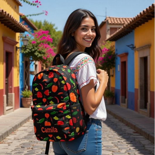 Sac À Dos Imprimé Spicy Peppers Pattern Personalized Backpack