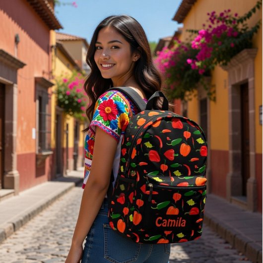 Sac À Dos Imprimé Spicy Peppers Pattern Personalized Backpack