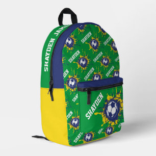 Sac À Dos Imprimé Splat de football jaune vert personnalisé