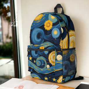 Sac À Dos Imprimé Starry Night Rencontre Sunflowers Van Gogh Mashup