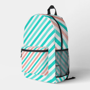 SAC À DOS IMPRIMÉ STRIPES BLANCS DE CORAIL TURQUOISE AQUA