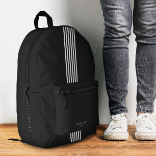 Sac À Dos Imprimé Stripes élégantes Noir Blanc Minimal Sportif