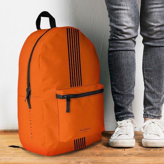 Sac À Dos Imprimé Stripes Sportif Minimal Style Orange