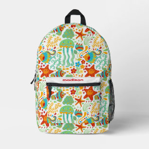 Sac À Dos Imprimé Style de dessin de vie aquatique Abstrait