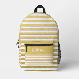 Sac À Dos Imprimé Style Gold White Stripes Personnalisé