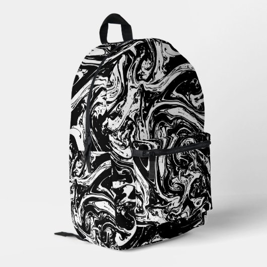 Sac À Dos Imprimé Style noir et Marbre blanc (Coin arrière gauche)