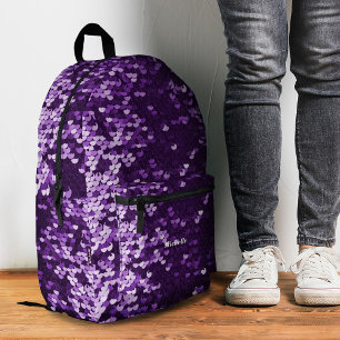Sac À Dos Imprimé Style Shinny Luxe Purple Sequins Girl Moderne