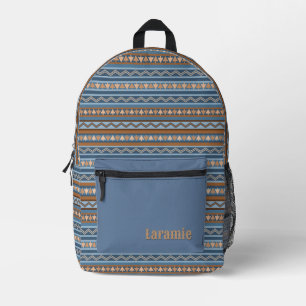 Sac À Dos Imprimé Style Sud-Ouest Bleu Marron Géométrique Personnali