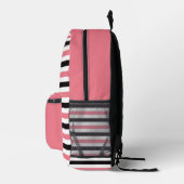Sac À Dos Imprimé Stylish rose et noir rayé (Droite)