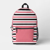 Sac À Dos Imprimé Stylish rose et noir rayé (Recto)
