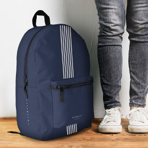 Sac À Dos Imprimé Stylish Stripes Marine Bleu Sporty Classique Moder
