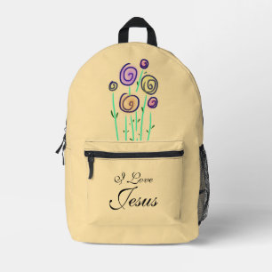 Sac À Dos Imprimé Sucette Fleurie J'Aime Jésus Jaune Mignonne