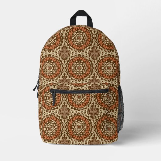Sac À Dos Imprimé Sun Sud-Ouest Mandala Batik, rouille et Brown (Recto)