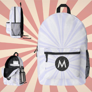 Sac À Dos Imprimé Sunburst blanc Monogramme Cercle noir