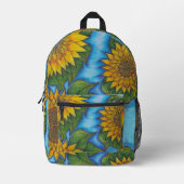 Sac À Dos Imprimé Sunflower Print Backpack Yellow Blue Black (Recto)